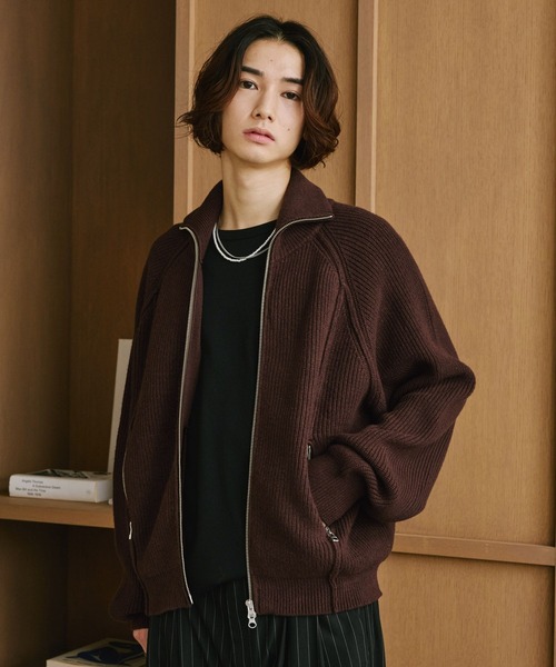RAGEBLUE(レイジブルー)の「DOUBLE ZIP DRIVERS KNITTED SWEATER/ダブルジップドライバーズニット(ニット/セーター・メンズ・ブラウン/ブラック・MEDIUM/LARGE)」の10枚目の写真