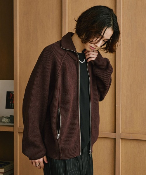 RAGEBLUE(レイジブルー)の「DOUBLE ZIP DRIVERS KNITTED SWEATER/ダブルジップドライバーズニット(ニット/セーター・メンズ・ブラウン/ブラック・MEDIUM/LARGE)」の11枚目の写真