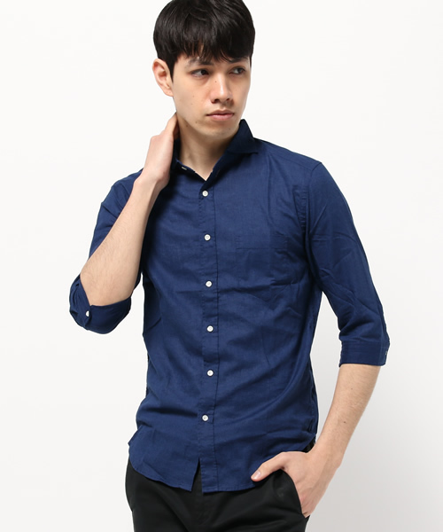 ESSENTIAL GARMENT MEN'S BIGI（エッセンシャルガーメントメンズビギ）の「7分袖シャツ/エーゲ海コットン×ベルギーリネン（シャツ/ブラウス・メンズ・カーキ/ネイビー/ブルー/ホワイト/ピンク・MEDIUM/SMALL/LARGE）」の15枚目の写真