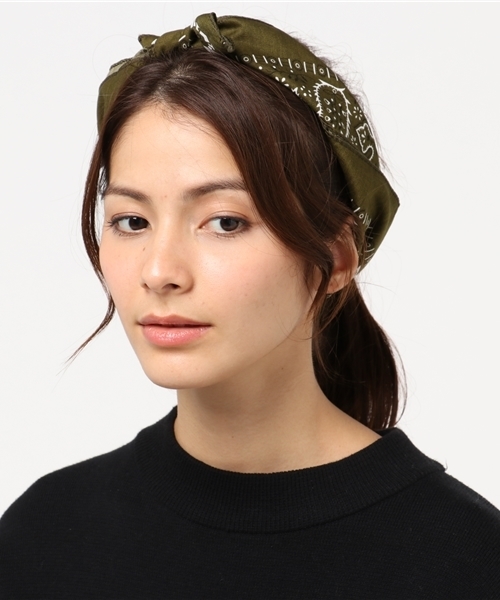 lala Born（ララボーン）の「【lala Born】バンダナ（バンダナ/スカーフ・レディース・ブラック/ライトブルー/レッド/ブルー/ミント/ラベンダー/イエロー/オレンジ/ホワイト/グリーン/ピンク/ネイビー/モカ/モスグリーン/ベージュ/カーキ/ワイン・FREE）」の6枚目の写真