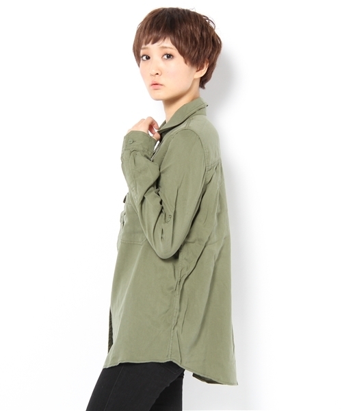 CIAOPANIC（チャオパニック）の「【Ciaopanic】TNツイルミリタリー刺繍シャツ（シャツ/ブラウス・レディース・ピンク系その他/オリーブ・FREE）」の10枚目の写真