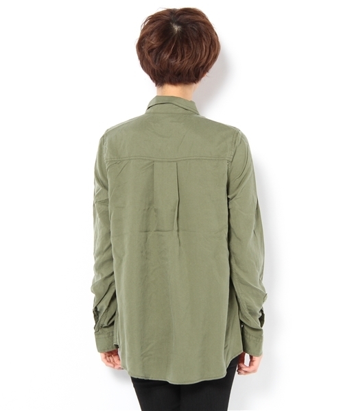 CIAOPANIC（チャオパニック）の「【Ciaopanic】TNツイルミリタリー刺繍シャツ（シャツ/ブラウス・レディース・ピンク系その他/オリーブ・FREE）」の3枚目の写真