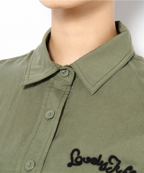 CIAOPANIC（チャオパニック）の「【Ciaopanic】TNツイルミリタリー刺繍シャツ（シャツ/ブラウス・レディース・ピンク系その他/オリーブ・FREE）」の4枚目の写真
