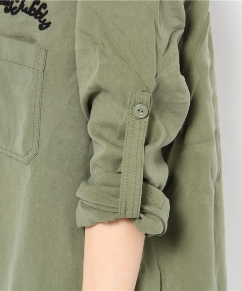 CIAOPANIC（チャオパニック）の「【Ciaopanic】TNツイルミリタリー刺繍シャツ（シャツ/ブラウス・レディース・ピンク系その他/オリーブ・FREE）」の8枚目の写真