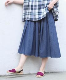 coen | ライトデニムタックロングスカート(デニムスカート)