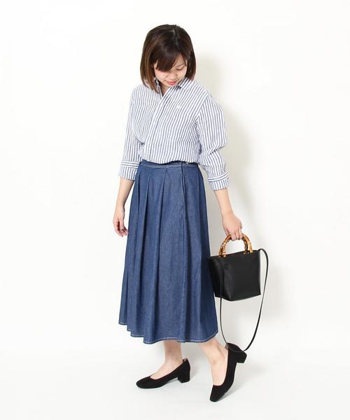 coen（コーエン）の「ライトデニムタックロングスカート（デニムスカート・レディース・ネイビー/コバルトブルー・MEDIUM/LARGE）」の8枚目の写真