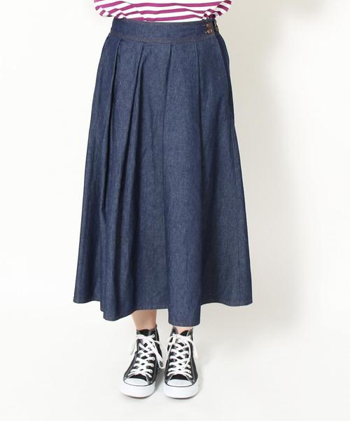 coen（コーエン）の「ライトデニムタックロングスカート（デニムスカート・レディース・ネイビー/コバルトブルー・MEDIUM/LARGE）」の19枚目の写真