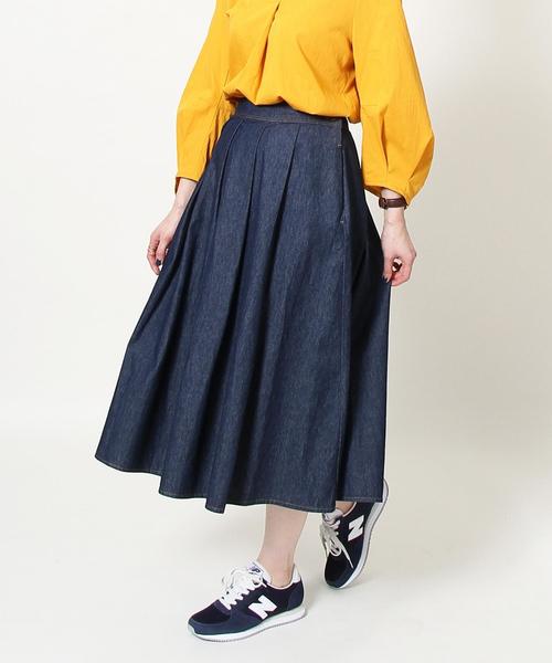 coen（コーエン）の「ライトデニムタックロングスカート（デニムスカート・レディース・ネイビー/コバルトブルー・MEDIUM/LARGE）」の16枚目の写真
