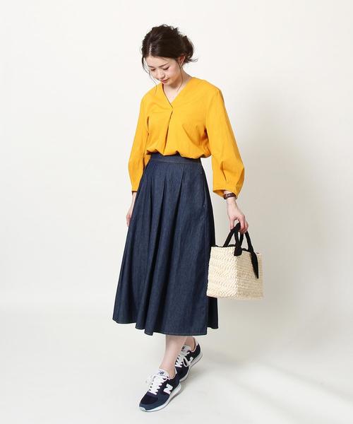 coen（コーエン）の「ライトデニムタックロングスカート（デニムスカート・レディース・ネイビー/コバルトブルー・MEDIUM/LARGE）」の17枚目の写真