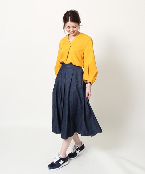 coen（コーエン）の「ライトデニムタックロングスカート（デニムスカート・レディース・ネイビー/コバルトブルー・MEDIUM/LARGE）」の18枚目の写真