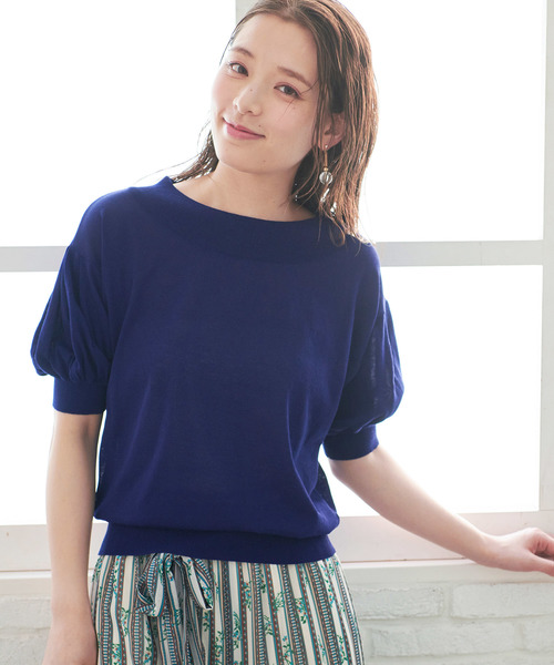 ROPE' PICNIC（ロペピクニック）の「【WEB.一部店舗限定】【さらさらUVケアアイテム】パフスリーブトップス（ニット/セーター・レディース・ライトグレー/ブラック/ブルー/ピンク系その他・38）」の4枚目の写真