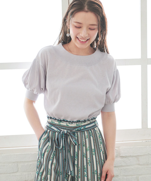 ROPE' PICNIC（ロペピクニック）の「【WEB.一部店舗限定】【さらさらUVケアアイテム】パフスリーブトップス（ニット/セーター・レディース・ライトグレー/ブラック/ブルー/ピンク系その他・38）」の3枚目の写真