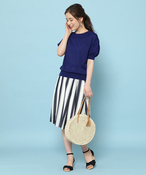 ROPE' PICNIC（ロペピクニック）の「【WEB.一部店舗限定】【さらさらUVケアアイテム】パフスリーブトップス（ニット/セーター・レディース・ライトグレー/ブラック/ブルー/ピンク系その他・38）」の12枚目の写真