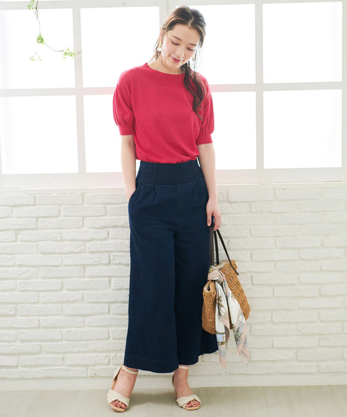 ROPE' PICNIC（ロペピクニック）の「【WEB.一部店舗限定】【さらさらUVケアアイテム】パフスリーブトップス（ニット/セーター・レディース・ライトグレー/ブラック/ブルー/ピンク系その他・38）」の16枚目の写真