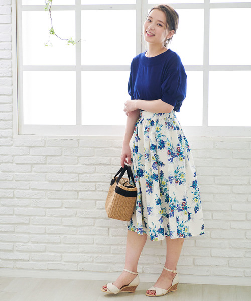 ROPE' PICNIC（ロペピクニック）の「【WEB.一部店舗限定】【さらさらUVケアアイテム】パフスリーブトップス（ニット/セーター・レディース・ライトグレー/ブラック/ブルー/ピンク系その他・38）」の14枚目の写真