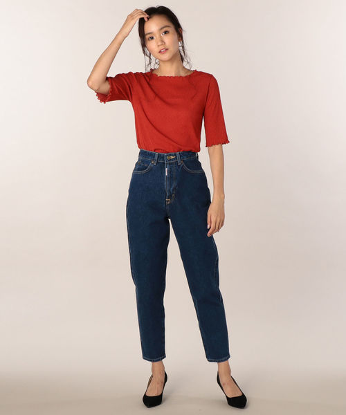 SOMETHING(サムシング)の「【SOMETHING/サムシング】W-FRONT ROOMY SLIM(デニムパンツ・レディース・サックスブルー/ブルー・S/M/L)」の5枚目の写真