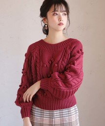 one after another NICE CLAUP | 【WEB STORE限定】ケーブルポンポンニット(ニット/セーター)