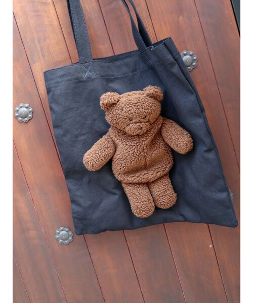 merry jenny（メリージェニー）の「Teddyキャンバスtote【アイボリーのみ】（トートバッグ・レディース・ブラック/アイボリー・FREE）」の2枚目の写真