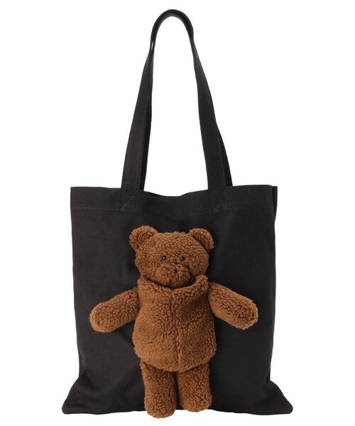 merry jenny（メリージェニー）の「Teddyキャンバスtote【アイボリーのみ】（トートバッグ・レディース・ブラック/アイボリー・FREE）」の4枚目の写真