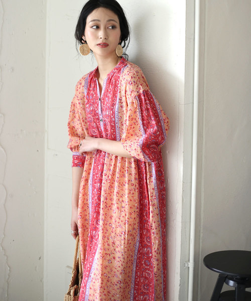 Bou Jeloud（ブージュルード）の「【WEB限定】インド製オリエンタルプリントワンピース（ワンピース・レディース・チャコールグレー/レッド/オフホワイト・38）」の11枚目の写真