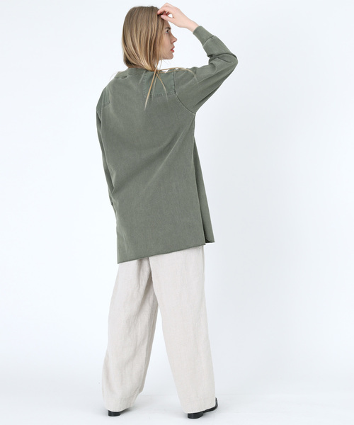 RNA-N（アールエヌエーエヌ）の「M1192 ミリタリーピグメントロングプルオーバー（Tシャツ/カットソー・レディース・カーキ/キナリ/ネイビー・MEDIUM）」の11枚目の写真