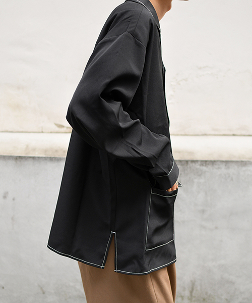 kutir（クティール）の「ポケットオープンカラーシャツ（シャツ/ブラウス・メンズ・ブラック/ベージュ/チャコールグレー/ライトベージュ・LARGE/MEDIUM）」の9枚目の写真