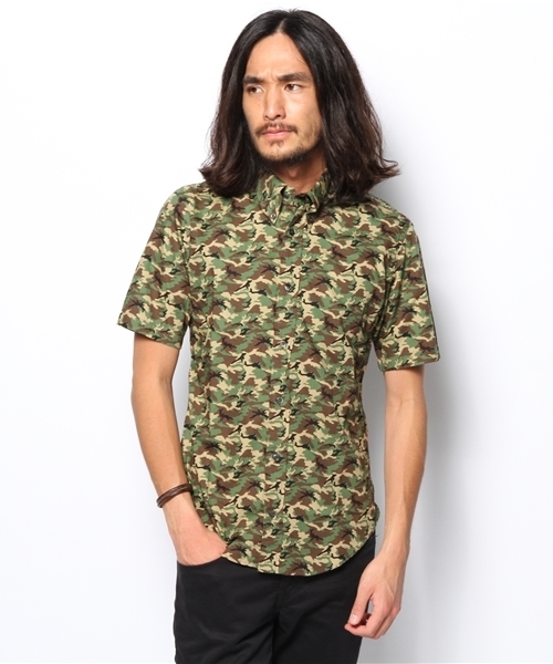 SHIPS JET BLUE（シップスジェットブルー）の「★★JB: カモフラージュ ショートスリーブ BDシャツ（シャツ/ブラウス・メンズ・オフホワイト/オリーブ/ブルー・LARGE/SMALL/MEDIUM）」の3枚目の写真