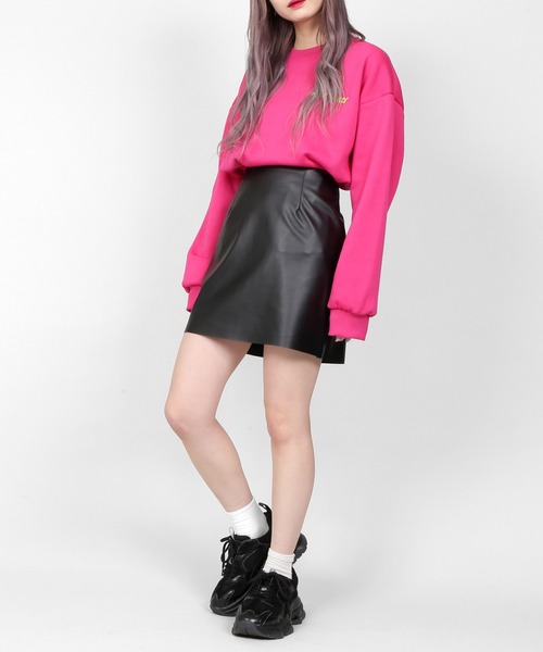 DING（ディング）の「DING/フェイクレザーミニスカート（スカート・レディース・ブラック・FREE）」の3枚目の写真