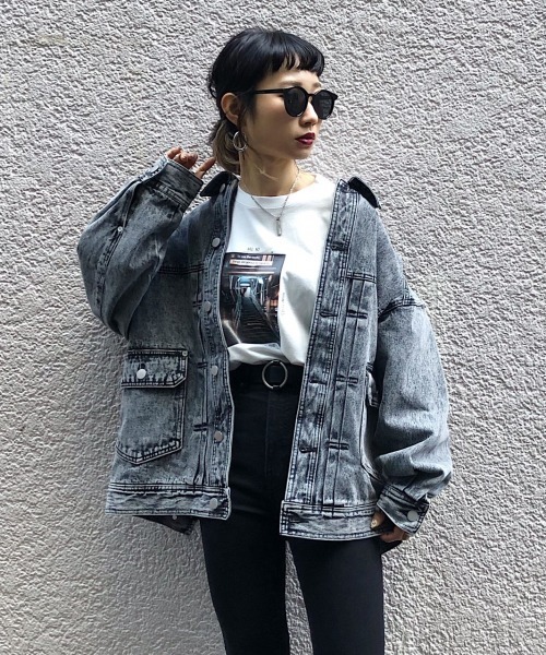 PAGEBOY（ページボーイ）の「BIGケミカルGジャン（ブルゾン・レディース・ブラック/サックスブルー/ブラック系その他・FREE）」の10枚目の写真