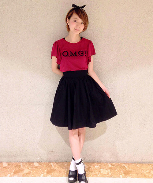 one after another NICE CLAUP(ワンアフターアナザーナイスクラップ)の「【ナイスクラップ】乙女フレアスカート(スカート・レディース・ボルドー/マスタード/インディゴブルー/ブラック・FREE)」の6枚目の写真