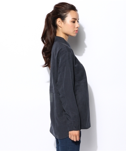 MOUSSY（マウジー）の「BE HERE SHIRTS（シャツ/ブラウス・レディース・カーキ系/ベージュ/ネイビー・FREE）」の18枚目の写真
