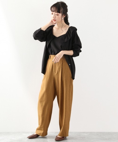 LOWRYS FARM（ローリーズファーム）の「エコＰ／Ｌリラックスパンツ　869155（その他パンツ・レディース・チャコールグレー/ブラウン/ブルー/イエロー/アイボリー/ブラック系その他・MEDIUM/LARGE）」の11枚目の写真