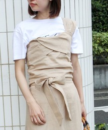 【セットアップ対応】麻混ワンショルダーねじれビスチェ