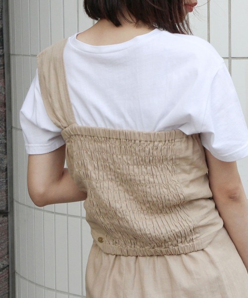 VIS（ビス）の「【セットアップ対応】麻混ワンショルダーねじれビスチェ（その他トップス・レディース・レッド/ベージュ・FREE）」の12枚目の写真