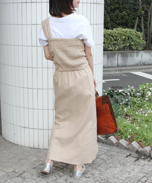 VIS（ビス）の「【セットアップ対応】麻混ワンショルダーねじれビスチェ（その他トップス・レディース・レッド/ベージュ・FREE）」の14枚目の写真