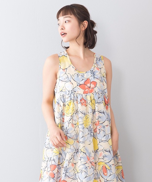 LB/S (エルビーエス)の「インド綿マキシワンピース 袖無し 総柄(ワンピース・レディース・スカイブルー/ベージュ/ネイビー/オフホワイト/ブルー/マスタード/ブルー系その他/ワイン・FREE)」の17枚目の写真