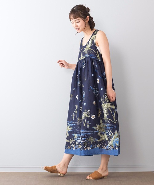 vintage インド綿ワンピース　マキシワンピース インド綿マキシワンピース 袖無し 総柄（ワンピース）｜LB/S