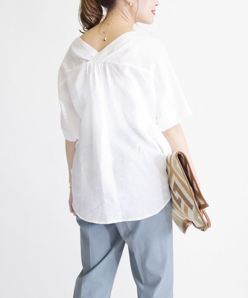 2way美品シップス　リネン100%長袖シャツ　サフィランリネン36カシュクール 2way美品シップス リネン100%長袖シャツ サフィランリネン36