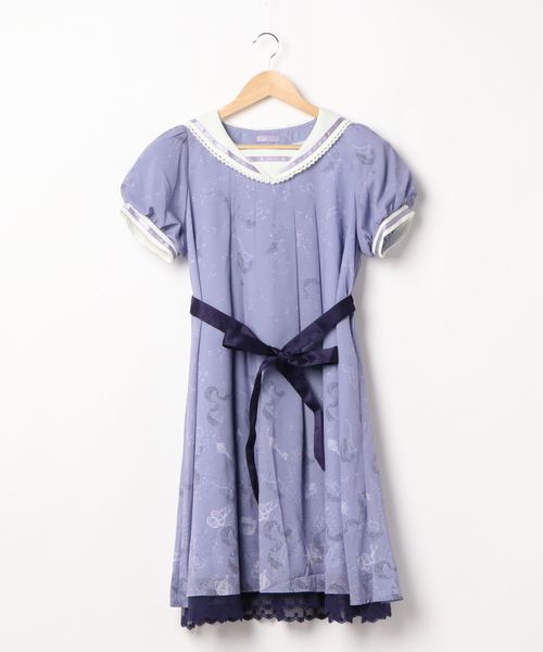 axes femme星座柄 ワンピース 紫 紺 axes femme（アクシーズファム）の「星座柄セーラーワンピース