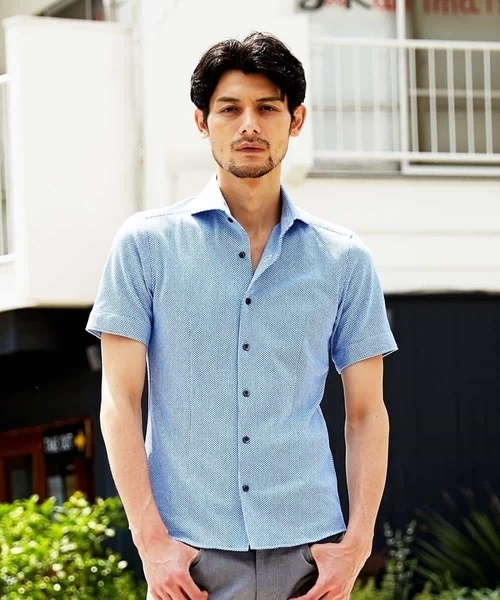 MICHEL KLEIN HOMME   （ミッシェルクランオム）の「半袖シャツ（ローランド）（シャツ/ブラウス・メンズ・ホワイト/ベージュ/ブルー・MEDIUM/LARGE/X-LARGE/48/51/46）」の3枚目の写真