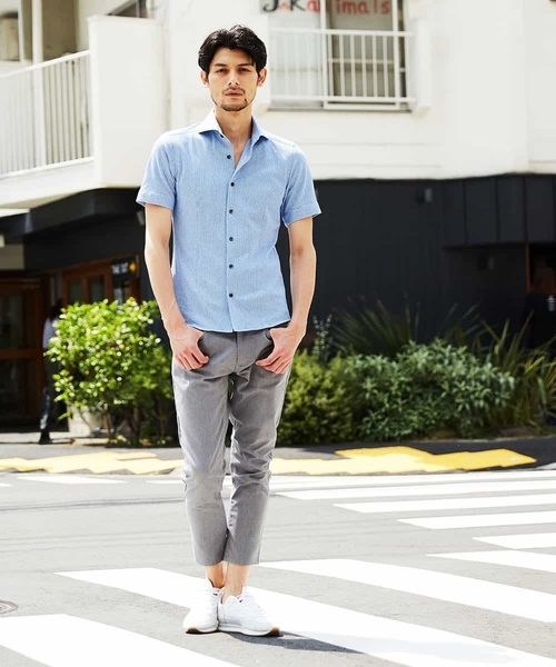 MICHEL KLEIN HOMME   （ミッシェルクランオム）の「半袖シャツ（ローランド）（シャツ/ブラウス・メンズ・ホワイト/ベージュ/ブルー・MEDIUM/LARGE/X-LARGE/48/51/46）」の19枚目の写真