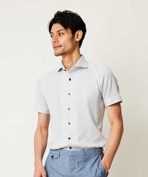MICHEL KLEIN HOMME   （ミッシェルクランオム）の「半袖シャツ（ローランド）（シャツ/ブラウス・メンズ・ホワイト/ベージュ/ブルー・MEDIUM/LARGE/X-LARGE/48/51/46）」の10枚目の写真