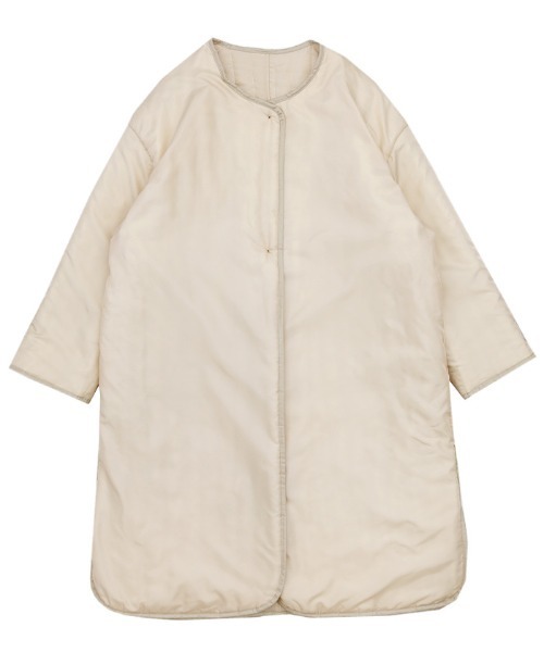 セール】キルティングパイピングロングコート（ノーカラーコート