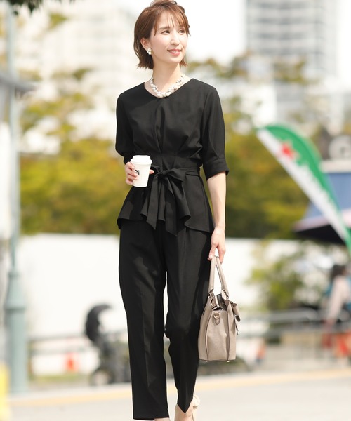 ペプラムウエストライン＆フィッシュテールセットアップパンツ