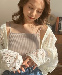 【累計販売枚数4万枚突破!】カップ付きテレコリブスクエアキャミソール