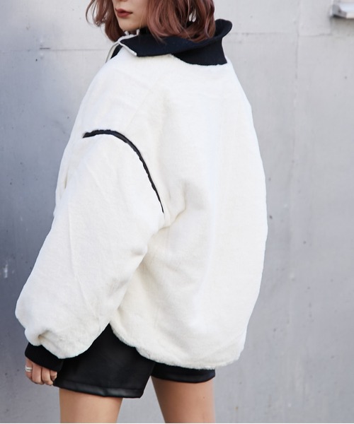 MoNiLEボリューム袖パーカーブルゾン　エコレザー 楽天市場】ナイロン ボリューム ミドル丈 マウンテンパーカー