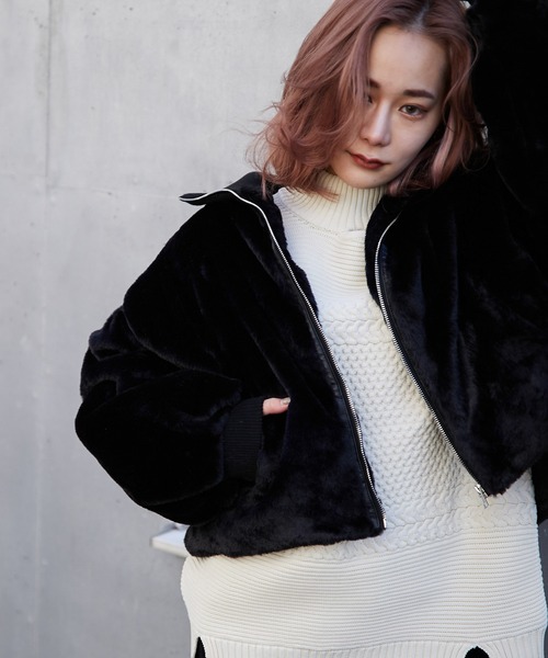 BARAK（バラク）の「エコファーボリューム袖レザーパイピング