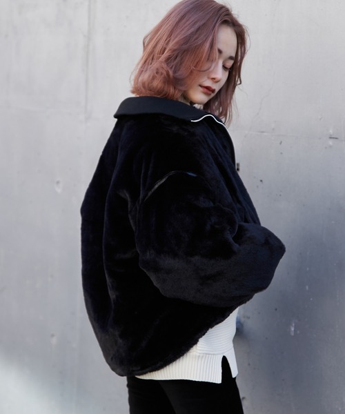 BARAK（バラク）の「エコファーボリューム袖レザーパイピング