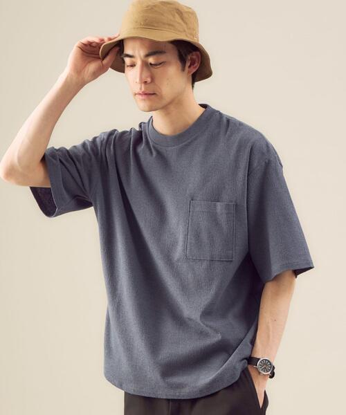 green label relaxing（グリーンレーベルリラクシング）の「OLT SC ヘンプ コットン クレープ クルーネック 半袖 カットソー（Tシャツ/カットソー・メンズ・ワインレッド/オフホワイト/ネイビー/オリーブ/ケリー・LARGE/SMALL/MEDIUM）」の4枚目の写真