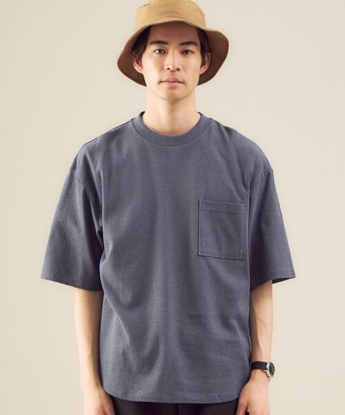 green label relaxing（グリーンレーベルリラクシング）の「OLT SC ヘンプ コットン クレープ クルーネック 半袖 カットソー（Tシャツ/カットソー・メンズ・ワインレッド/オフホワイト/ネイビー/オリーブ/ケリー・LARGE/SMALL/MEDIUM）」の6枚目の写真